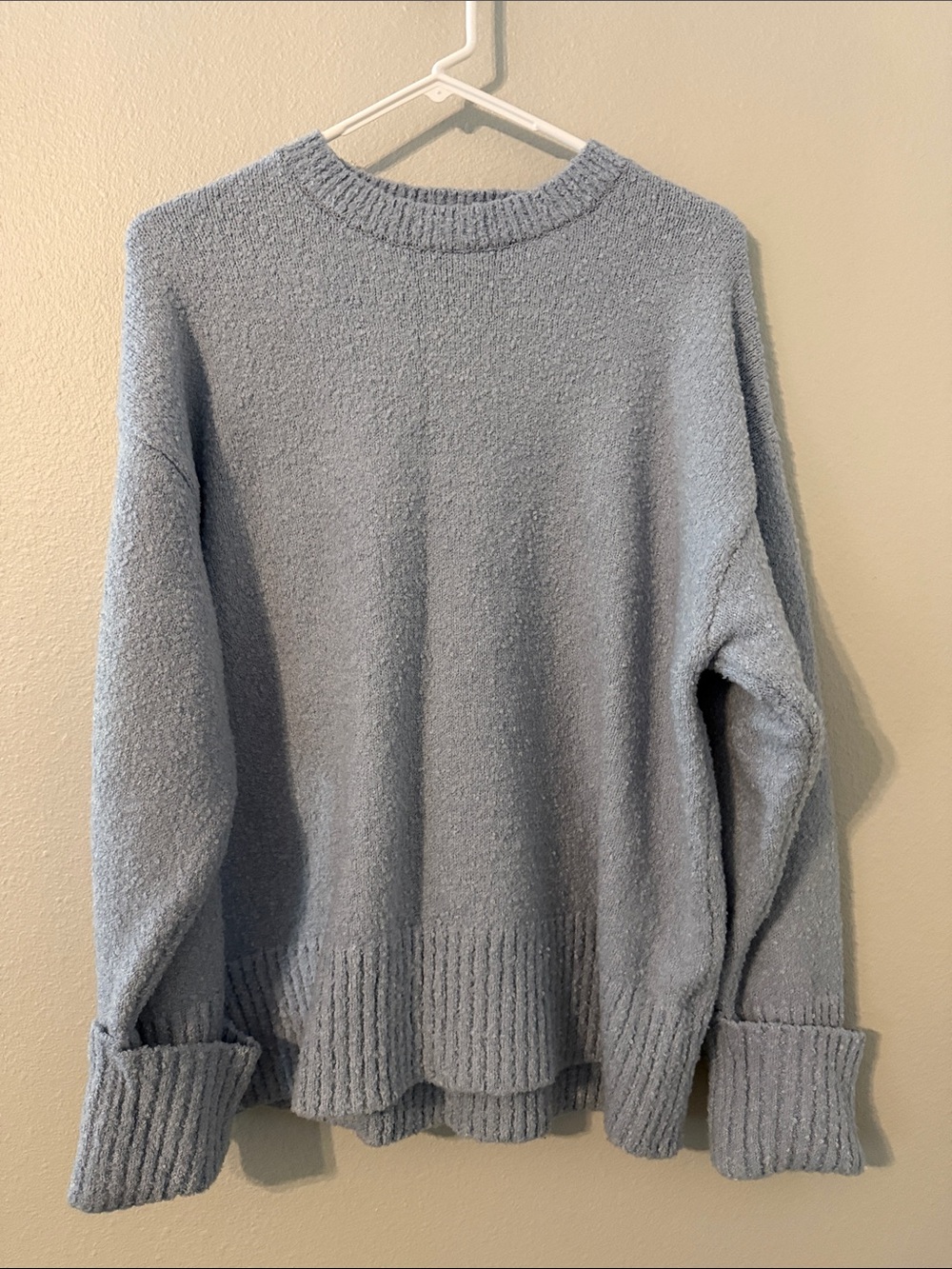 Cozy Light Blue Women's Oversized Crewneck Sweater